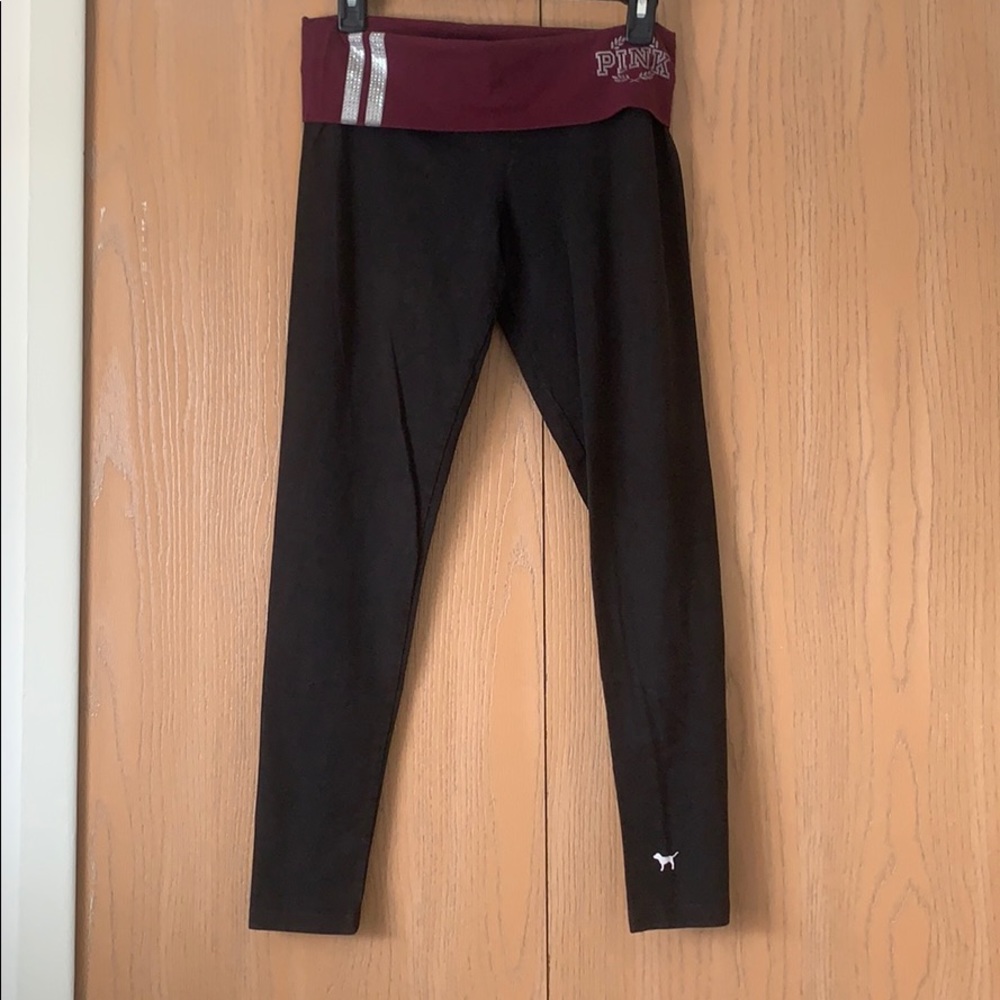 Victorias Secret Pink Maroon Yoga Leggings.